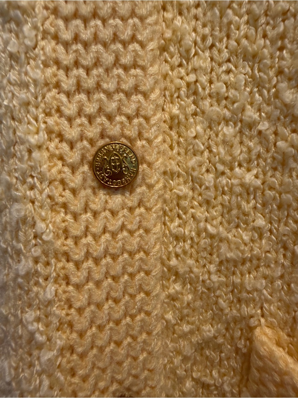 Vintage Yellow Bouclé Sweater Cardigan - Picture 3 of 4